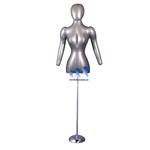 Inflatable Female Torso w/ Head & Arms, with MS1 Stand, Silver